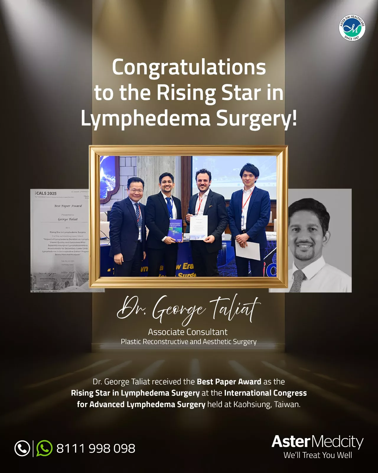 Celebrating Excellence: Dr. George Taliat Wins Best Paper Award as Rising Star in Lymphedema Surgery